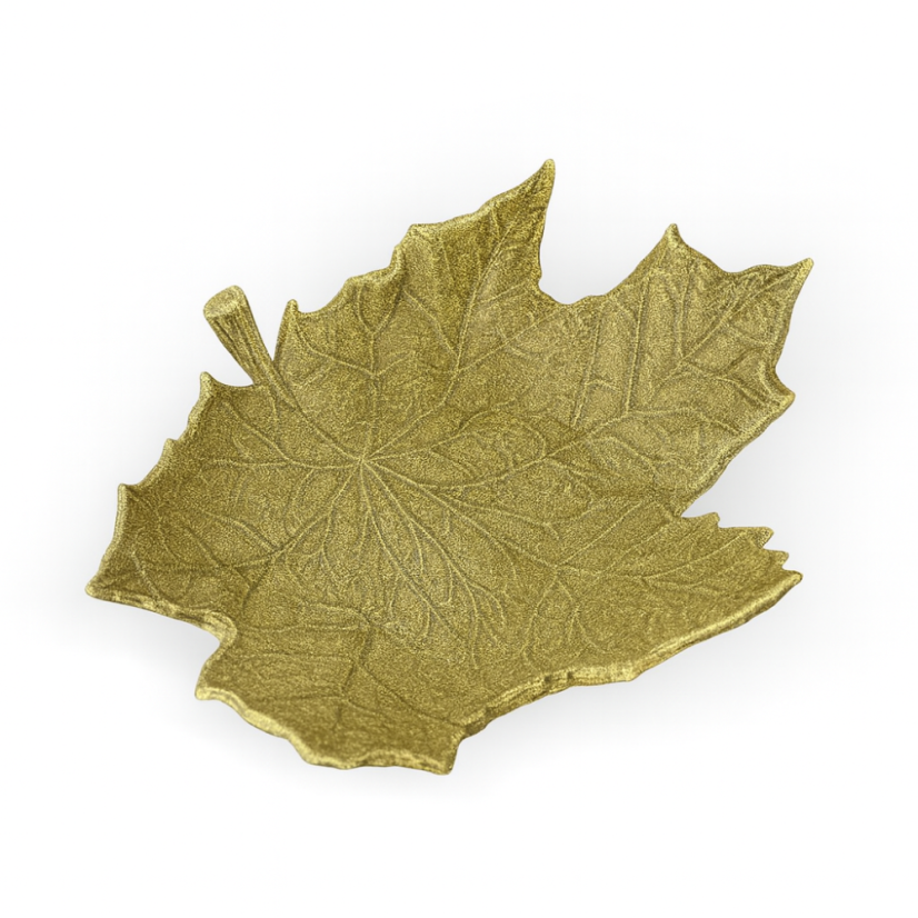 Miska javorový list - Metalický mosaz - Velikost: Maxi
