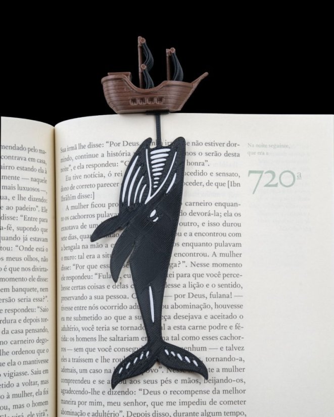 Záložka do knihy – Legendárna veľryba s loďou (Moby Dick štýl)