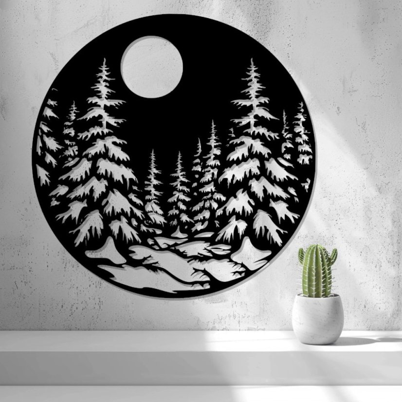 Nástěnná Dekorace (Wall Art) – "Les pod Měsícem"
