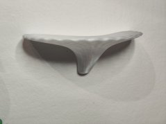 Polička ve tvaru hřibu - bíla s odlesky