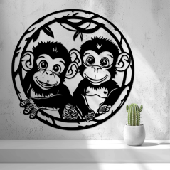Nástěnná Dekorace (Wall Art) – "Veselé Opičky"