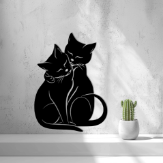 Nástěnná Dekorace (Wall Art) – "Objímající se Kočičky"