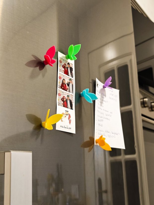 Magnetky Motýlci s květinovým stojánkem – sada 12 ks (mix barev)