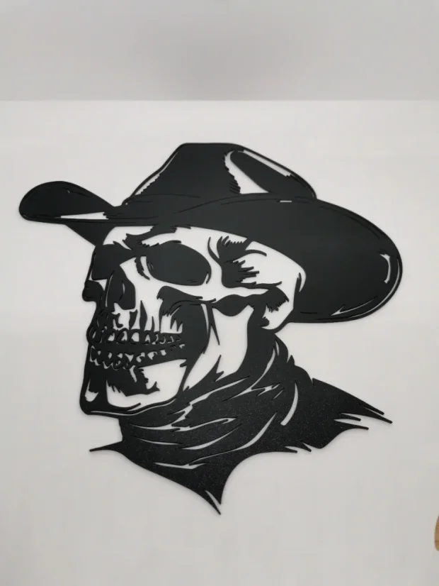 Nástěnná Dekorace (Wall Art) – "Kovboj s Lebkou"