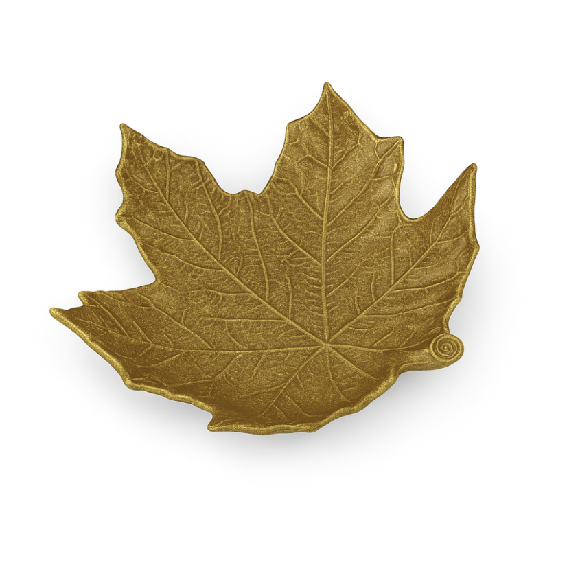 Miska javorový list - Metalický mosaz - Velikost: Maxi