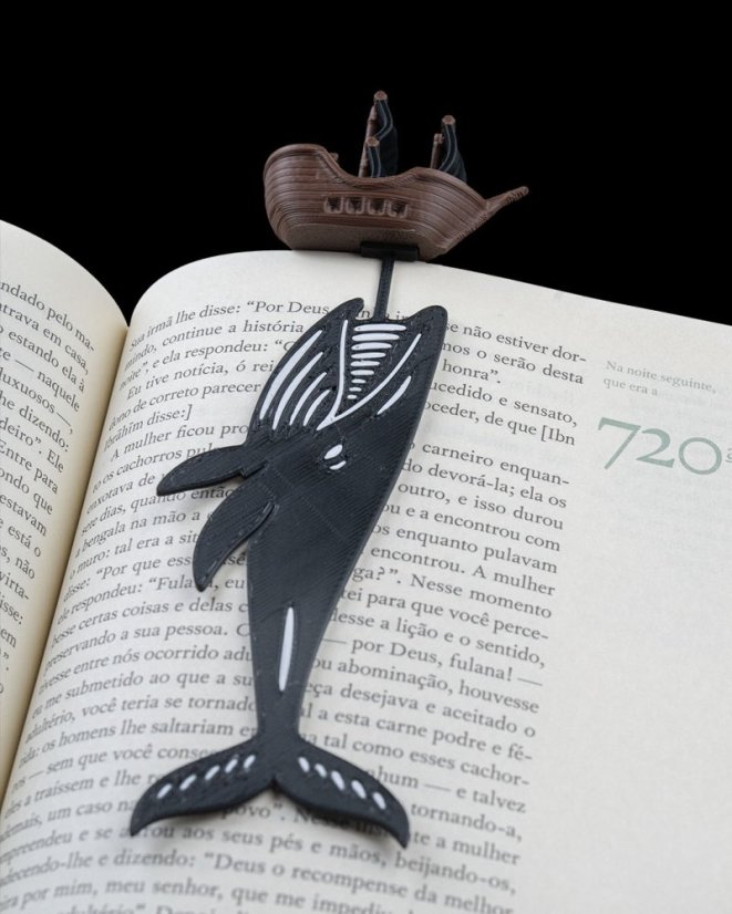 Záložka do knihy – Legendárna veľryba s loďou (Moby Dick štýl)