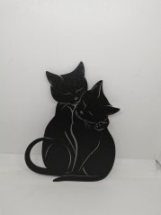 Nástěnná Dekorace (Wall Art) – "Objímající se Kočičky"